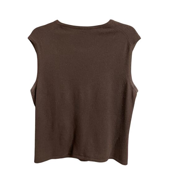 Vintage Chanel Pure Cashmere Dark Brown Rhinestone Logo Tank 48 / US 16 AS IS - Picture 9 of 13